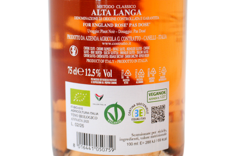 ALTA LANGA BIO DOCG PAS DOSE ROSÉ "FOR ENGLAND" 2021 - CONTRATTO