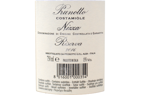BARBERA D'ASTI DOCG NIZZA RISERVA "COSTAMIOLE" 2016 - PRUNOTTO