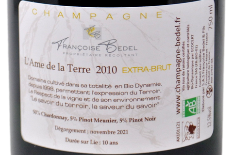 CHAMPAGNE BIODINAMICO EXTRA-DRY "L'AME DE LA TERRE" 2010 - FRANCOISE BEDEL