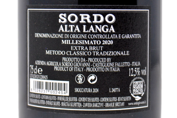 ALTA LANGA DOCG EXTRA BRUT MILLESIMATO 2020 - SORDO
