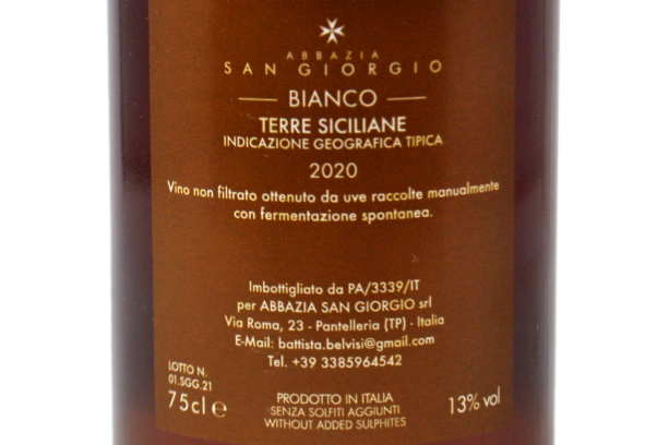 TERRE SICILIANE IGT BIANCO NON FILTRATO "CANTODELGRILLO" 2020 - ABBAZIA SAN GIORGIO