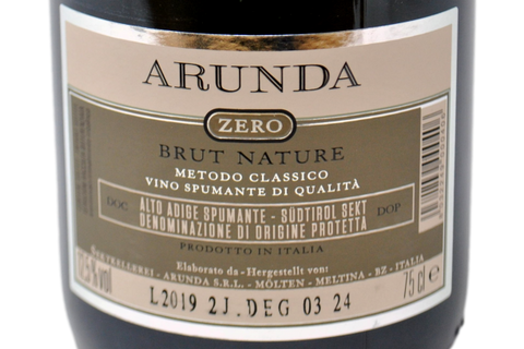 METODO CLASSICO ALTO ADIGE DOP BRUT NATURE "ZERO" - ARUNDA