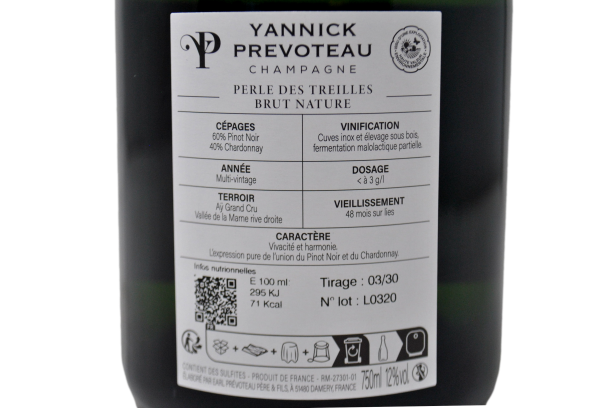 CHAMPAGNE BRUT NATURE "PERLE DE TREILLES" - YANNICK PREVOTEAU