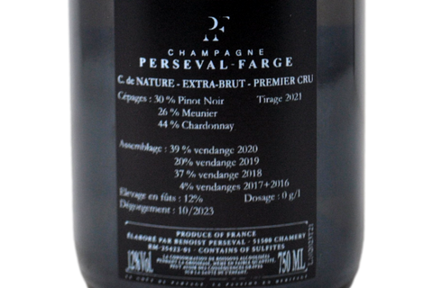 CHAMPAGNE ZÉRO DOSAGE EXTRA BRUT CHAMERY PREMIER CRU "CUVÉE DE NATURE" - PERSEVAL-FARGE