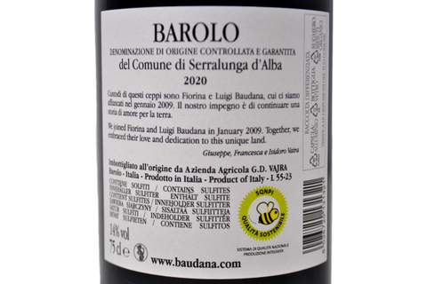 BAROLO DOCG DEL COMUNE DI SERRALUNGA D'ALBA 2020 - LUIGI BAUDANA - G.D. VAJRA