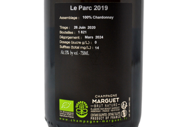 CHAMPAGNE BIO GRAND CRU BRUT NATURE BLANC DE BLANCS "LE PARC" 2019 - MARGUET
