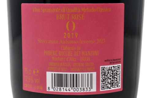 SPUMANTE METODO CLASSICO BRUT ROSE “VALENTINO ZERO" 2019 - ROCCHE DEI MANZONI