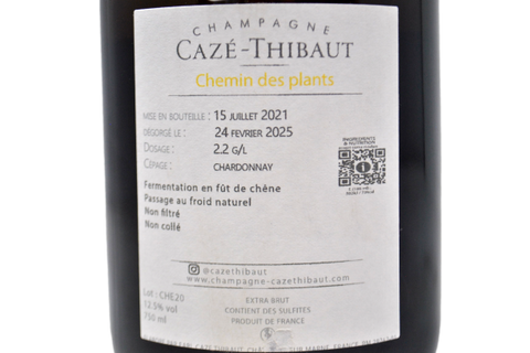 CHAMPAGNE BLANC DE BLANCS EXTRA BRUT "CHEMIN DES PLANTS" 2020 - CAZÉ THIBAUT