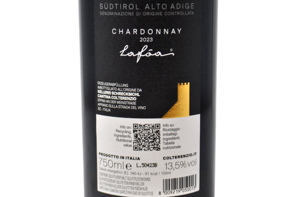 SUDTIROL ALTO ADIGE DOC CHARDONNAY "LAFOA" 2023 - COLTERENZIO
