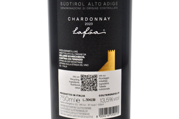 SUDTIROL ALTO ADIGE DOC CHARDONNAY "LAFOA" 2023 - COLTERENZIO