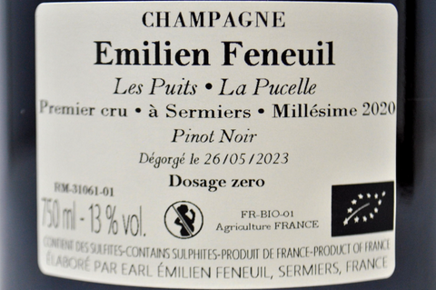 CHAMPAGNE BIO PREMIER CRU À SERMIERS BLANC DE NOIRS DOSAGE ZERO "LES PUITS - LA PUCELLE" 2020 - ÉMILIEN FENEUIL