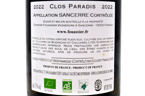 SANCERRE BLANC "CLOS PARADIS" 2022 - DOMAINE FOUASSIER