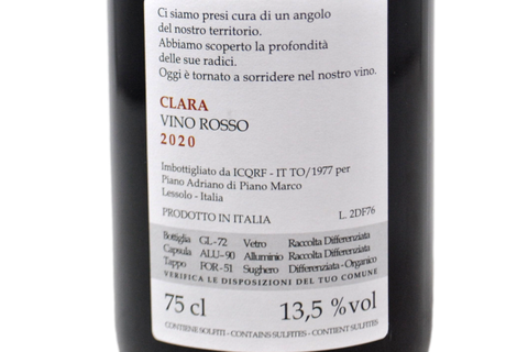 PIEMONTE VINO ROSSO "CLARA" 2020 - DECIMO FILARE