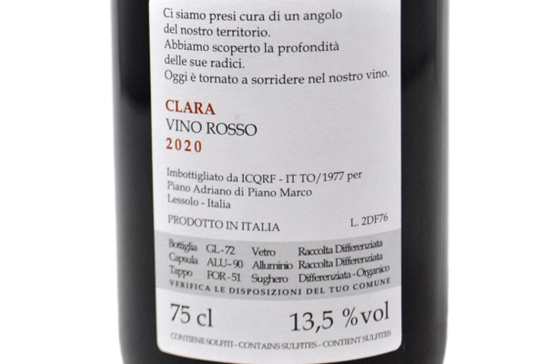 PIEMONTE VINO ROSSO "CLARA" 2020 - DECIMO FILARE