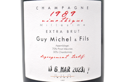 CHAMPAGNE EXTRA BRUT "VINOTHEQUE" 1989 - SBOCCATURA 6 MARZO 2023 - GUY MICHEL ET FILS