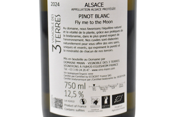 ALSACE PINOT BLANC SEC BIODINAMICO "FLY ME TO THE MOON" 2024 - DOMAINE MANN