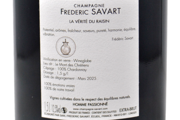 CHAMPAGNE ÉCUEIL PREMIER CRU BLANC DE BLANCS EXTRA BRUT "LE MONT DES CHRÉTIENS" 2019 MAGNUM - FREDERIC SAVART