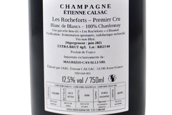 CHAMPAGNE PREMIER CRU BLANC DE BLANCS EXTRA BRUT "LES ROCHEFORTS" - ÉTIENNE CALSAC