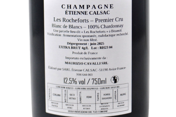 CHAMPAGNE PREMIER CRU BLANC DE BLANCS EXTRA BRUT "LES ROCHEFORTS" - ÉTIENNE CALSAC