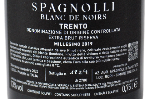 TRENTO DOC RISERVA EXTRA BRUT BLANC DE NOIRS "DISIO" 2019 - SPAGNOLLI