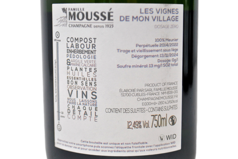 CHAMPAGNE BLANC DE NOIRS DOSAGE ZÉRO "LES VIGNES DE MON VILLAGE" - MOUSSÉ