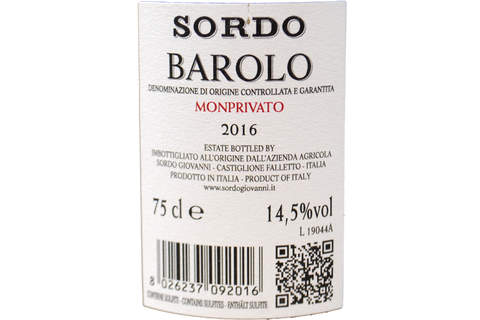 BAROLO DOCG "MONPRIVATO" 2016 - SORDO