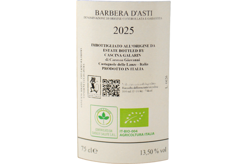 BARBERA D'ASTI DOCG BIO "LE QUERCE" 2025 - CASCINA GALARIN
