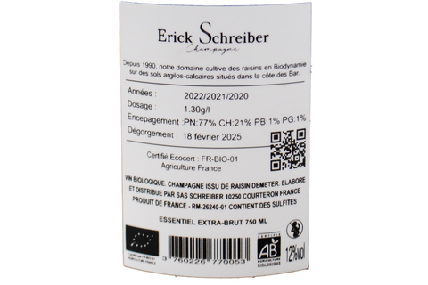 CHAMPAGNE EXTRA BRUT BIODINAMICO "ESSENTIEL" - ERICK SCHREIBER