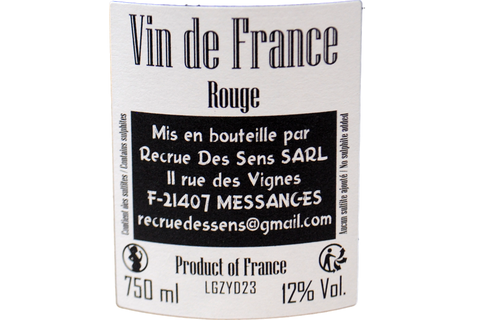 VIN DE FRANCE ROUGE "LA GAUZOTTE" 2023 - YANN DURIEUX RECRUE DES SENS