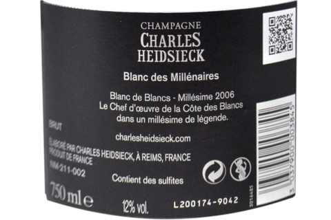CHAMPAGNE BRUT BLANC DE BLANCS "BLANC DES MILLENAIRES" 2006 ASTUCCIATO - CHARLES HEIDSIECK