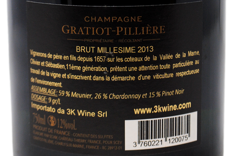 CHAMPAGNE BRUT MILLÉSIME 2013 - GRATIOT-PILLIÈRE