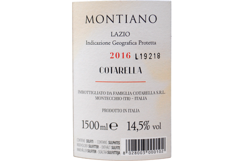 LAZIO ROSSO IGP "MONTIANO" 2016 MAGNUM CASSA LEGNO - FAMIGLIA COTARELLA
