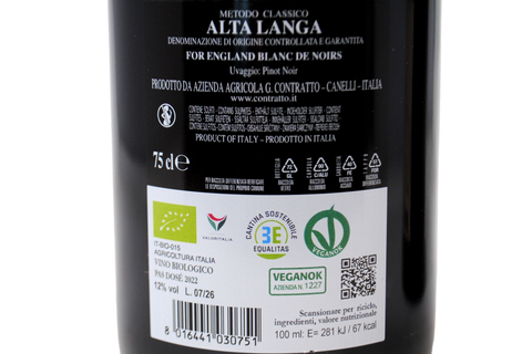 ALTA LANGA DOCG BIO BLANC DE NOIRS PAS DOSÉ "FOR ENGLAND" 2022 - CONTRATTO