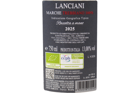 MARCHE IGT TREBBIANO BIO "VERSANTE EST" 2025 - AGRICOLA LANCIANI