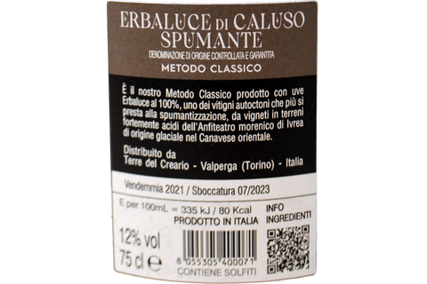 ERBALUCE DI CALUSO METODO CLASSICO DOCG 2021 - TERRE DEL CREARIO