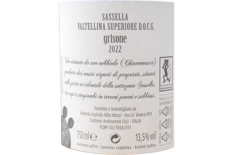 SASSELLA VALTELLINA SUPERIORE DOCG "GRISONE" 2022 - ALFIO MOZZI
