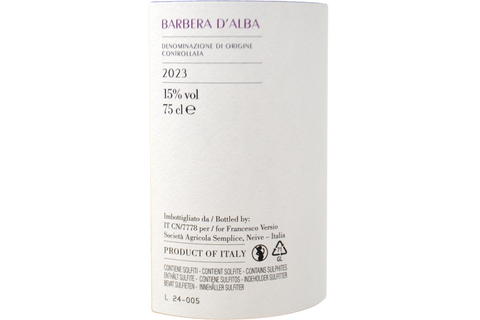 BARBERA D'ALBA DOC 2023 - FRANCESCO VERSIO