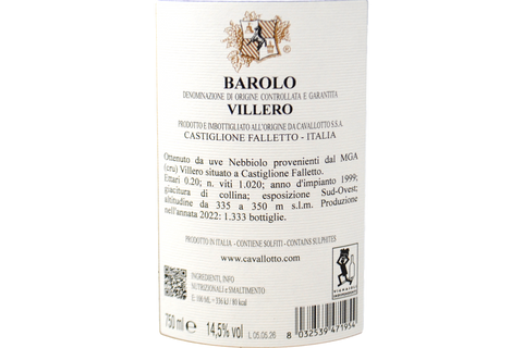 BAROLO DOCG "VILLERO" 2022 - CAVALLOTTO