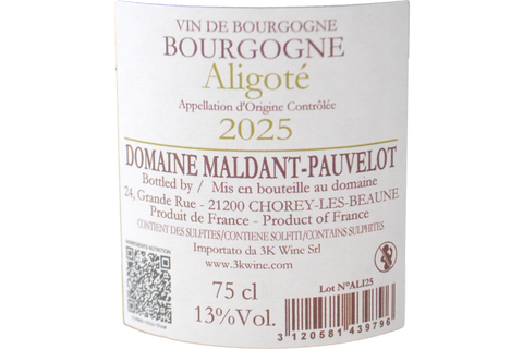BOURGOGNE ALIGOTÉ 2025 - DOMAINE MALDANT PAUVELOT