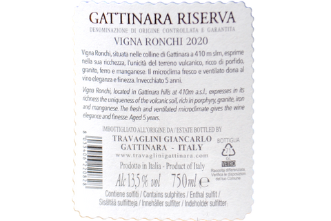 GATTINARA DOCG RISERVA "VIGNA RONCHI" 2019 IN CASSA LEGNO - TRAVAGLINI