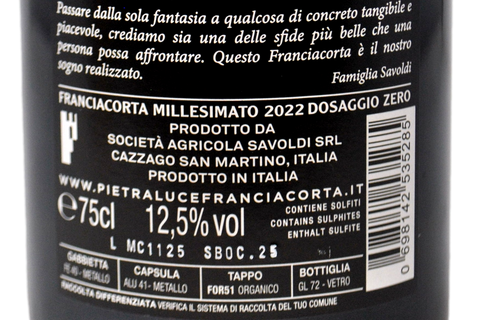 FRANCIACORTA DOCG DOSAGGIO ZERO 2022 - PIETRALUCE