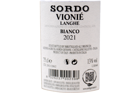 LANGHE BIANCO DOC "VIONIÉ" 2021 - SORDO
