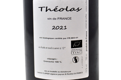 VALLE DEL RODANO V.D.F. ROUGE BIODINAMICO "THÉOLAS" 2021  - MAS THÉO LAURENT CLAPIER