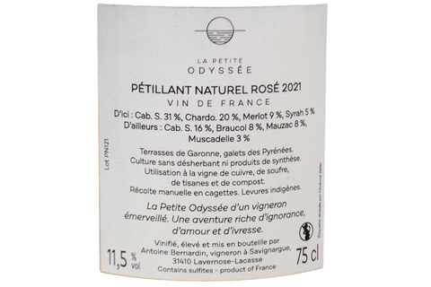 VIN DE FRANCE PET-NAT ROSÉ 2021 - LA PETITE ODYSSÉE