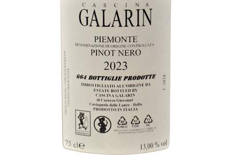 PIEMONTE PINOT NERO BIOLOGICO DOC "RIVELLA" 2023 (664 BOTTIGLIE PRODOTTE) - CASCINA GALARIN