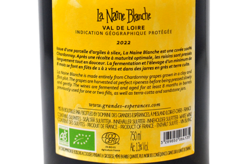 VAL DE LOIRE CHARDONNAY IGP BIO "LA NAINE BLANCHE" 2022 - DOMAINE DES GRANDES ESPERANCES