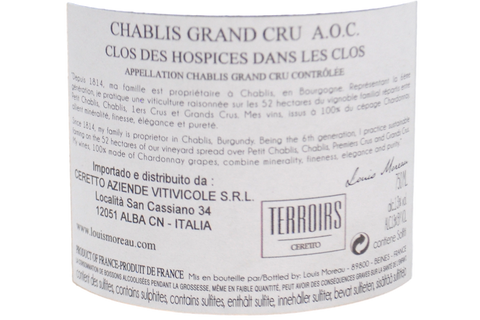 BOURGOGNE CHABLIS GRAND CRU "CLOS DES HOSPICES" 2013 - LOUIS MOREAU
