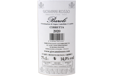BAROLO DOCG "CERRETTA" 2020 - GIOVANNI ROSSO