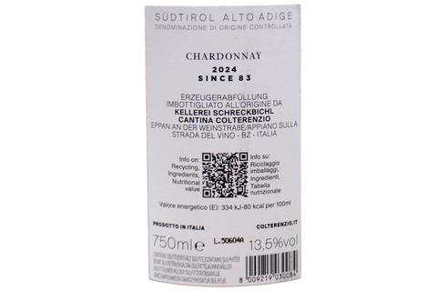 SÜDTIROL-ALTO ADIGE DOC CHARDONNAY "SINCE 83" 2024 - COLTERENZIO