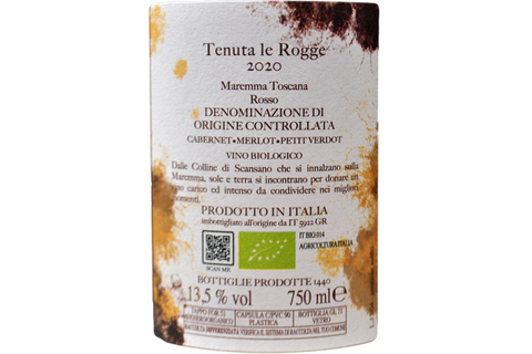 MAREMMA TOSCANA BIO DOC "L'ORIGINE" 2020 - TENUTA LE ROGGE